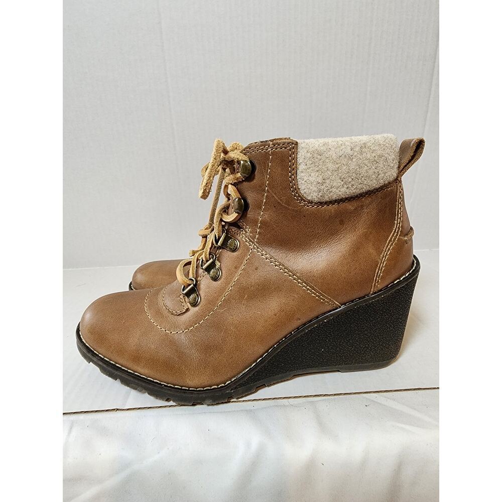 Sperry‎ Topsider Women's Size 8M Brown Leather Lace-Up Wedge Boots - Picture 4 of 9